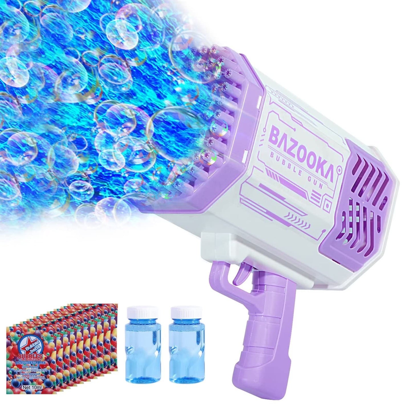 BOMOCO Bubble Gun 69 Holes Bubble Machine – Colorful Bubbles for Kids