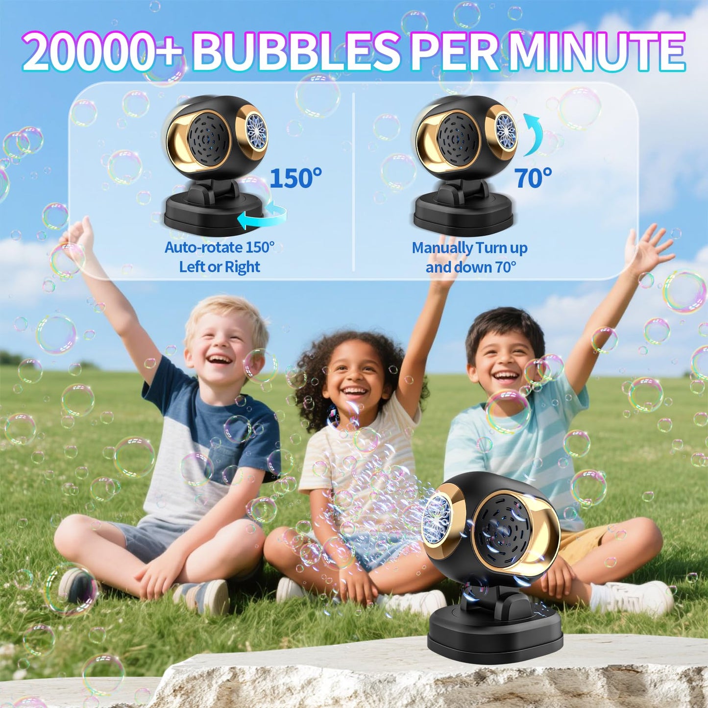 BOMOCO Bubble Machine Battery Operated – Durable LED Bubble Blower for Kids Parties, Weddings & Outdoor Fun