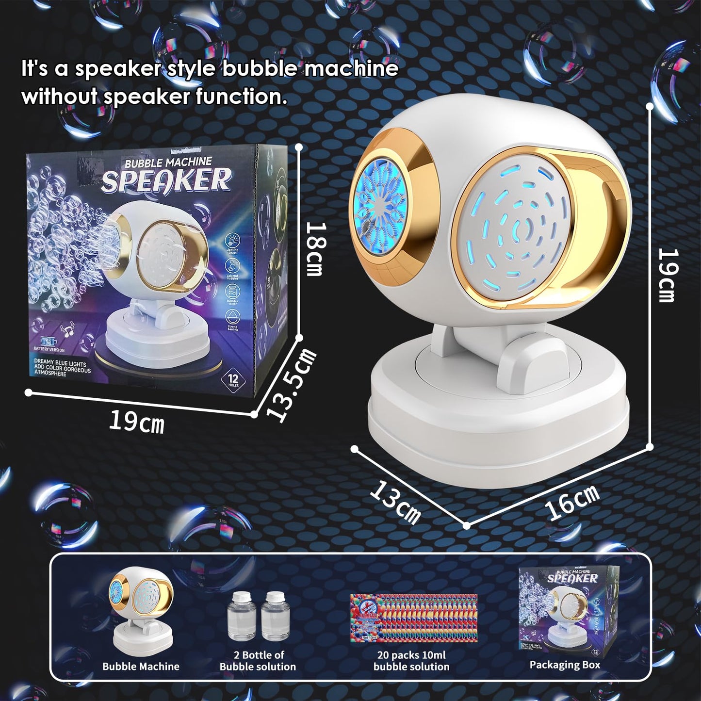 BOMOCO Battery Bubble Machine – 20k+ Bubbles/Min, 150° Rotating