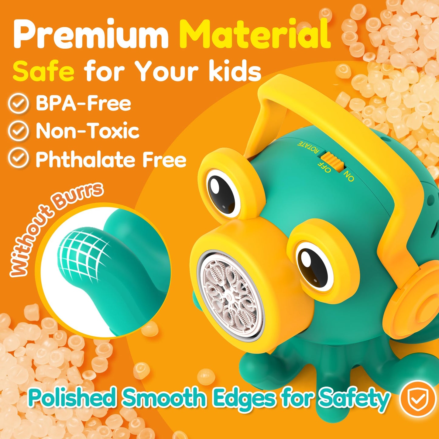 BONITOTO Octopus Bubble Machine – LED Bubble Maker for Outdoor Play (Ages 3–7)