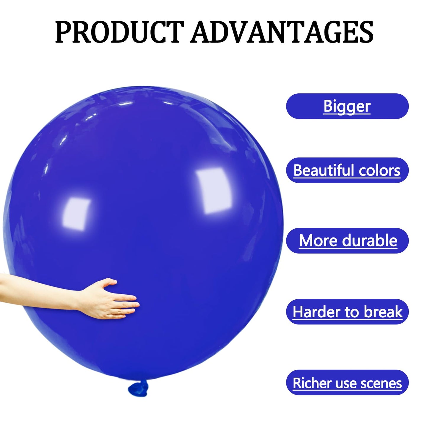 BONJLE Blue 36 Inch Balloons – 9-Pack Giant Latex Balloons for Weddings, Birthdays & Celebrations