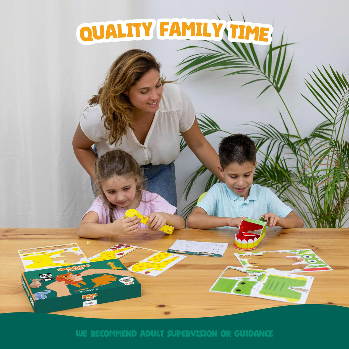BONNYCO 3D Jungle Animals Puzzles Pack – 8 Foam Puzzles for Kids Aged 6-13