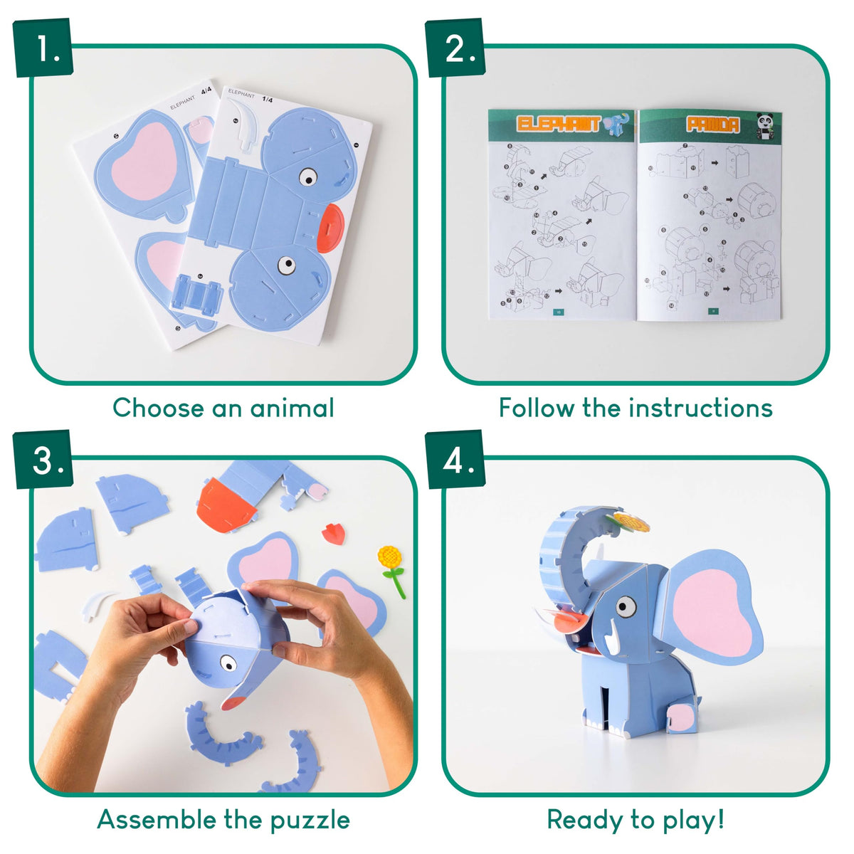 BONNYCO 3D Jungle Animals Puzzles Pack – 8 Foam Puzzles for Kids Aged 6-13