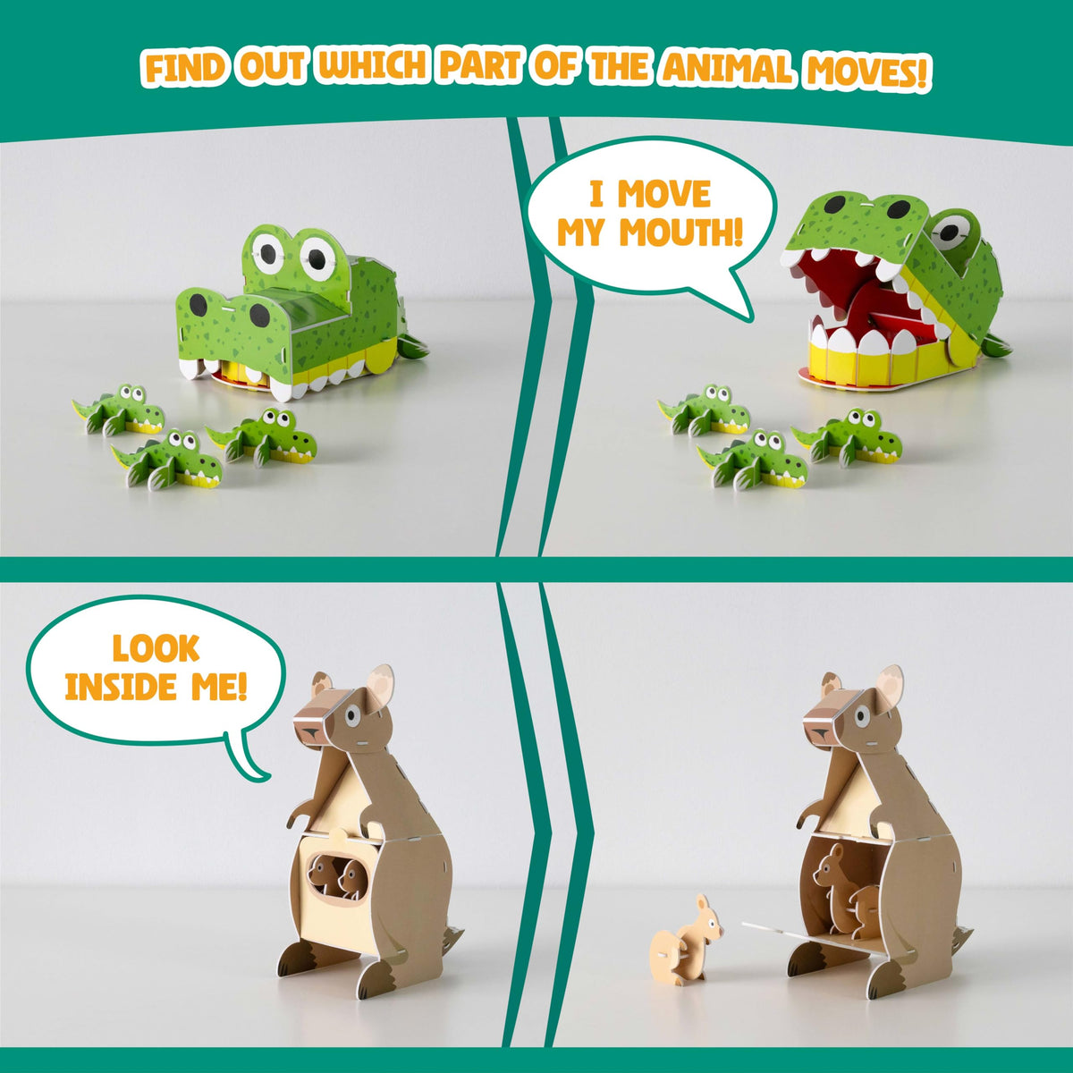 BONNYCO 3D Jungle Animals Puzzles Pack – 8 Foam Puzzles for Kids Aged 6-13