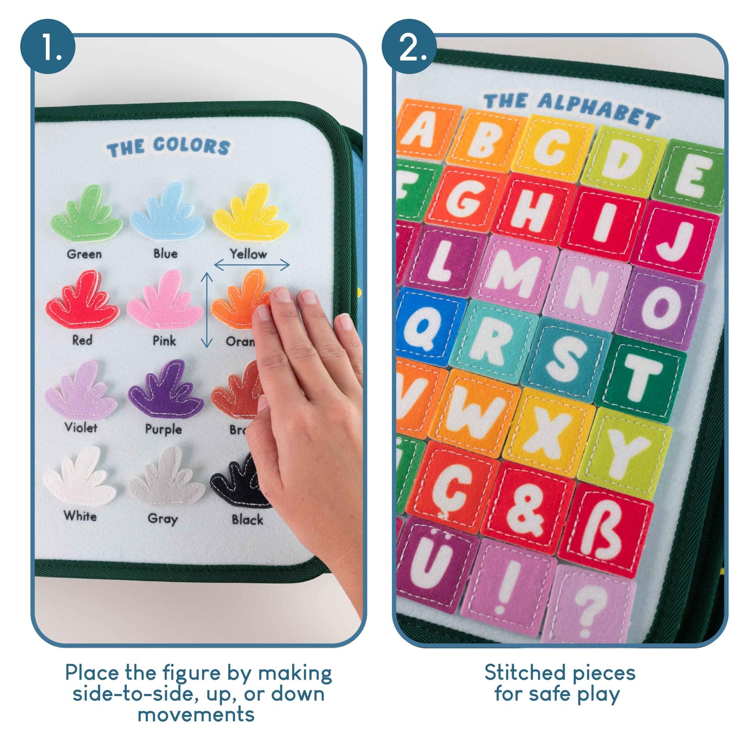 BONNYCO Busy Board for Toddlers – Montessori Travel Activity with 8 Tasks