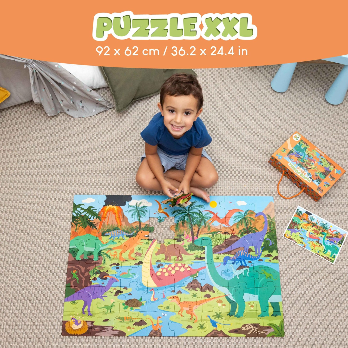 BONNYCO Giant Floor Puzzle for Kids – 48 Large Dinosaur Pieces (36.2 x 24.4 in)
