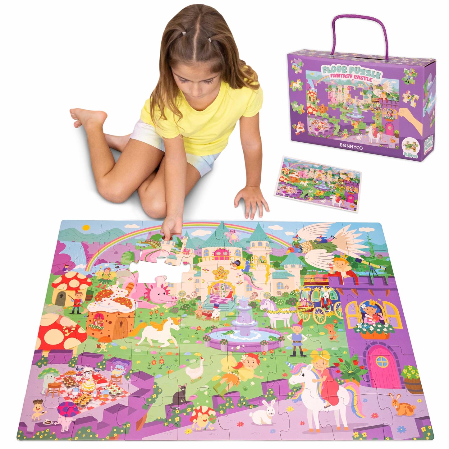 BONNYCO Giant Floor Puzzle – Fantasy Castle (48 Large Pieces) 36.2 x 24.4 in