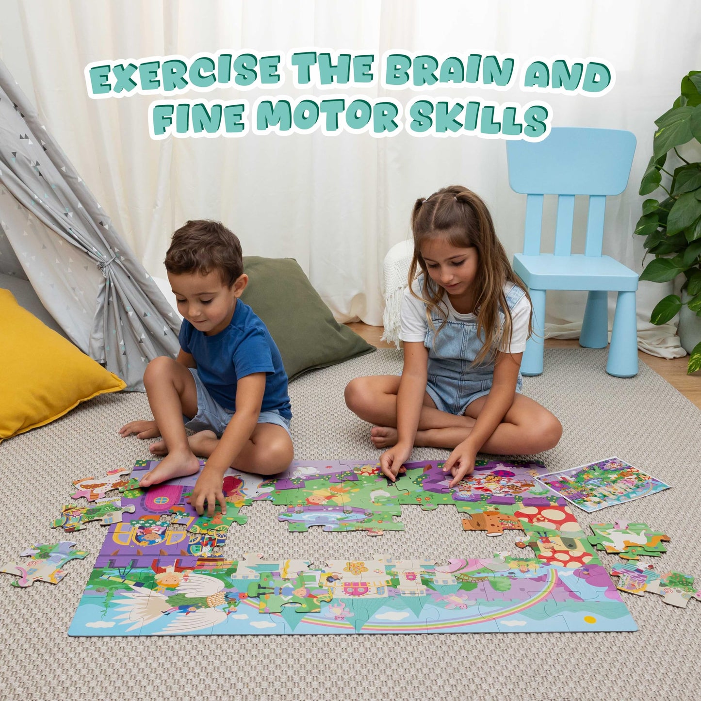 BONNYCO Giant Floor Puzzle – Fantasy Castle (48 Large Pieces) 36.2 x 24.4 in