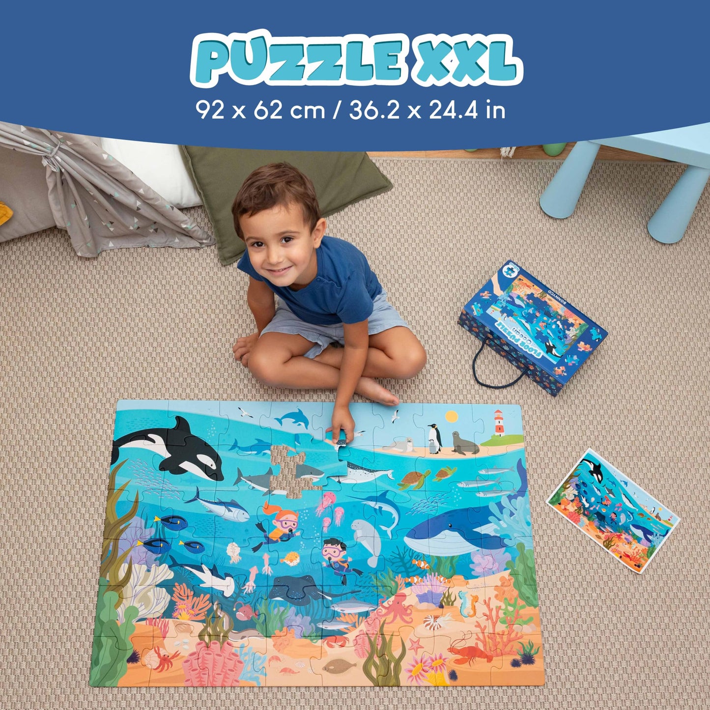 BONNYCO Giant Ocean Floor Puzzle — 48 Large Pieces (36.2 x 24.4 in) for Kids Aged 2–8