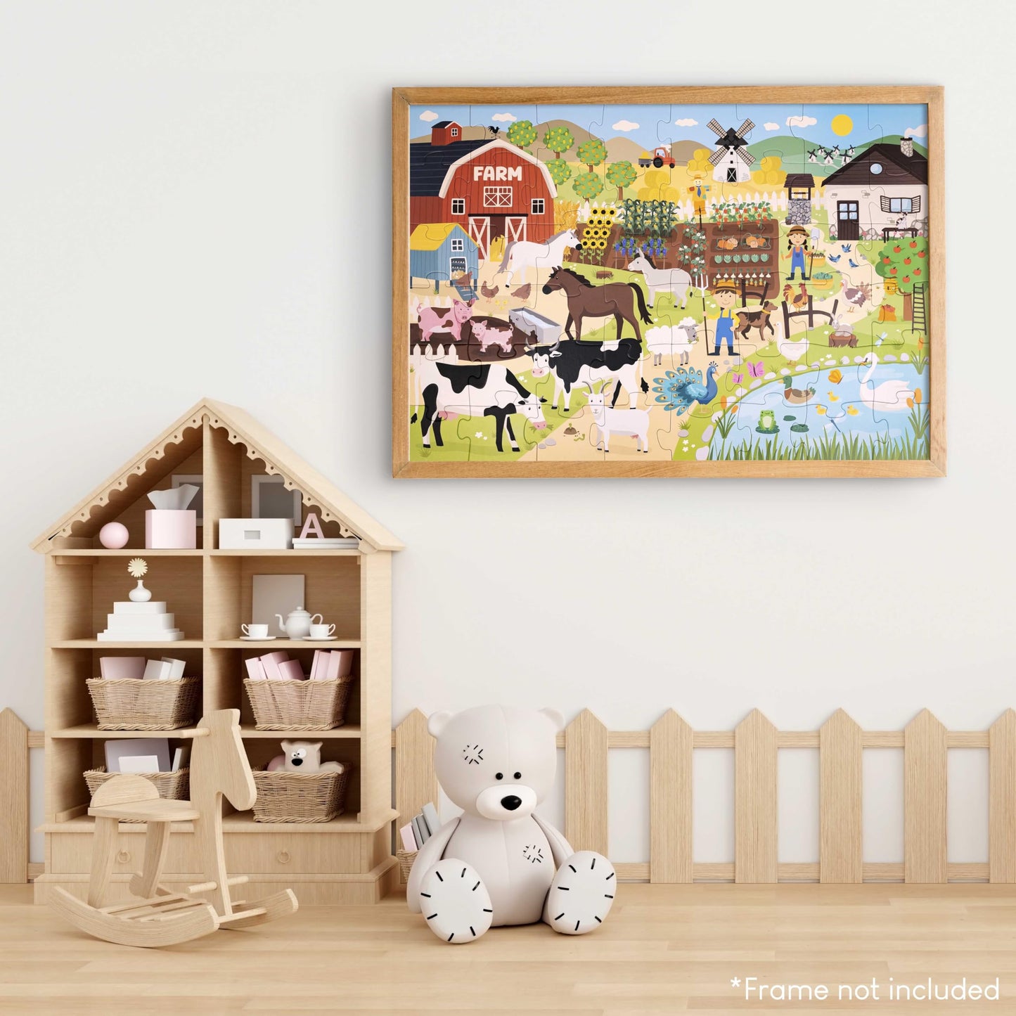 BONNYCO Giant Farm Animal Floor Puzzle – 48 Large Pieces, 36.2 x 24.4 in, Educational Jumbo Puzzle for Kids Ages 2–8