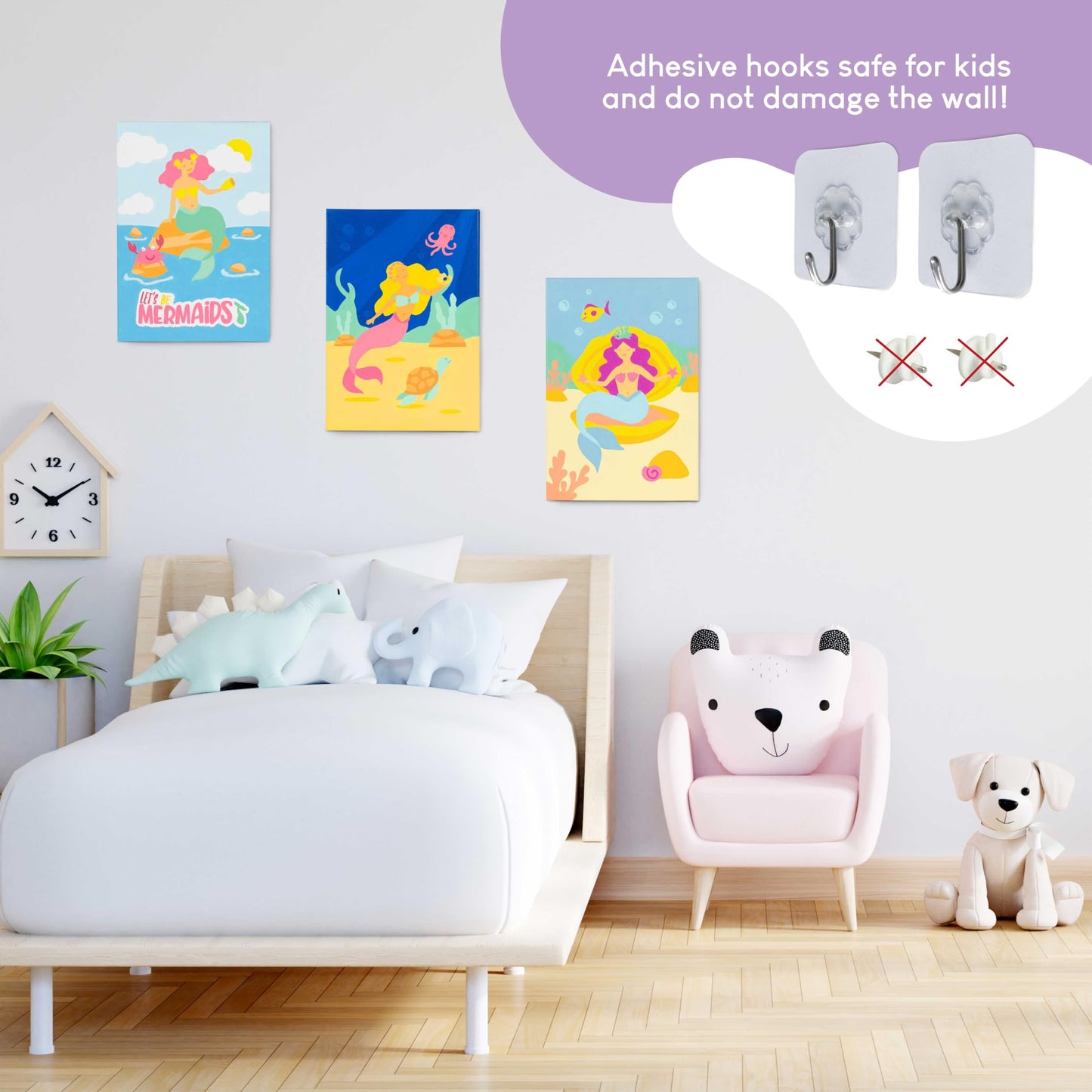 BONNYCO Mermaid Paint by Numbers Kit – Pack of 3 Canvas Sets for Kids