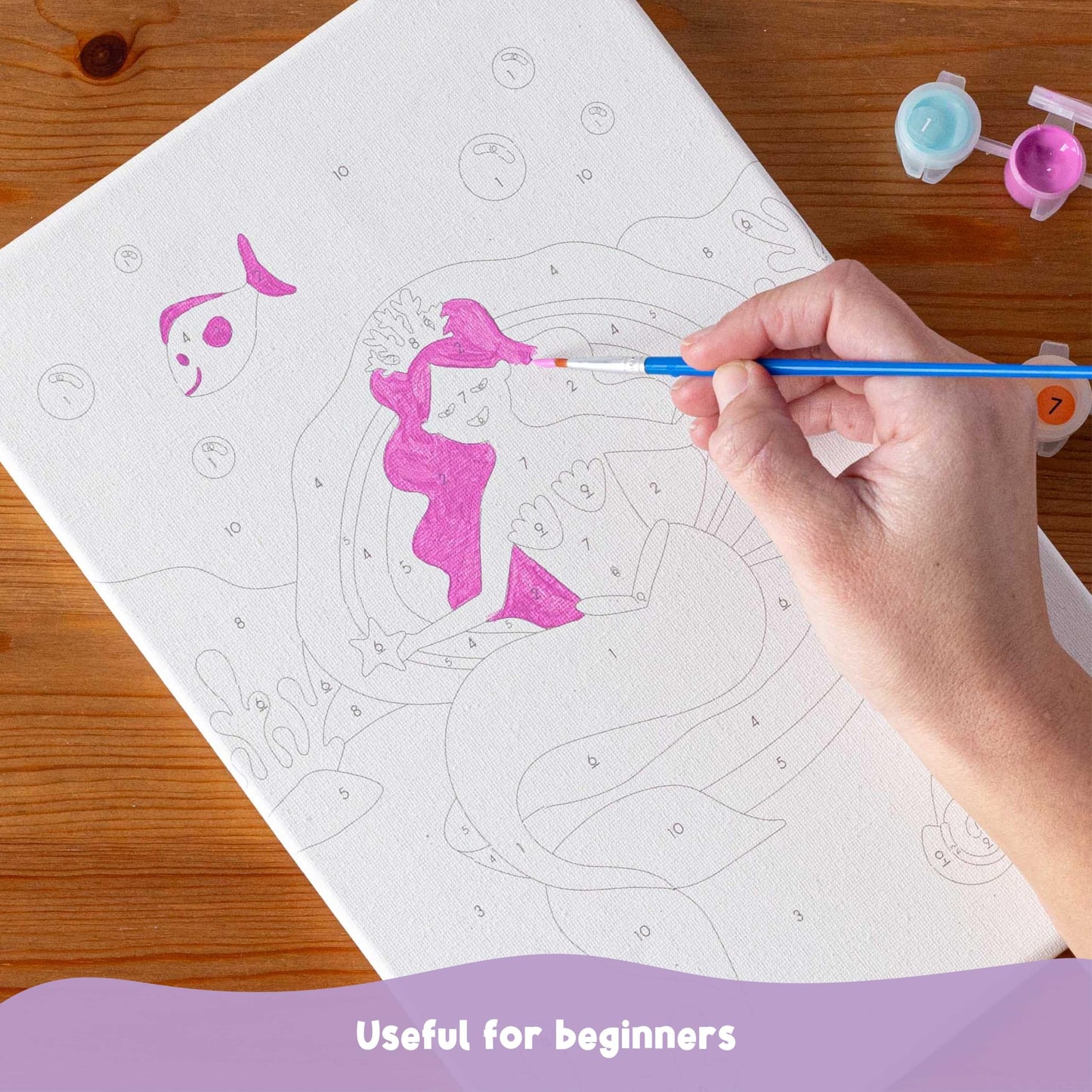 BONNYCO Mermaid Paint by Numbers Kit – Pack of 3 Canvas Sets for Kids