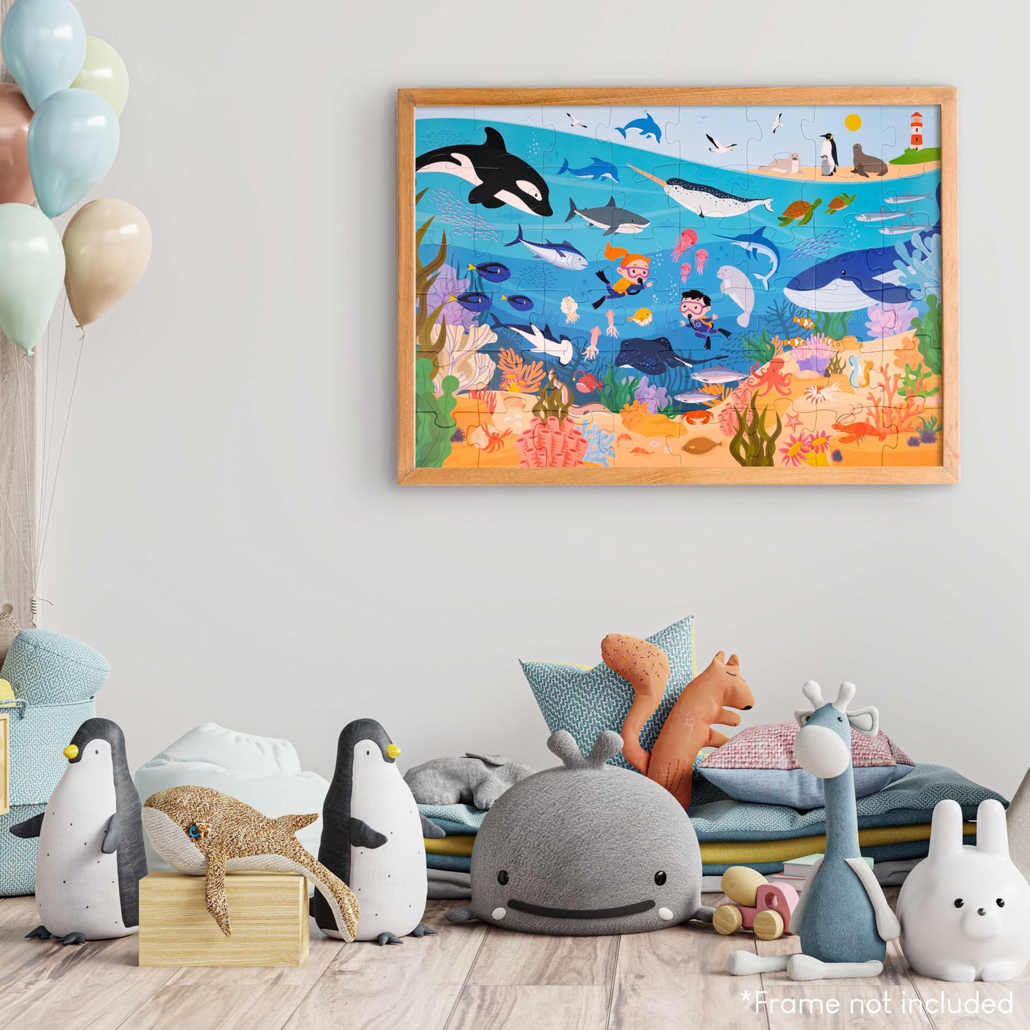 BONNYCO Giant Ocean Floor Puzzle — 48 Large Pieces (36.2 x 24.4 in) for Kids Aged 2–8