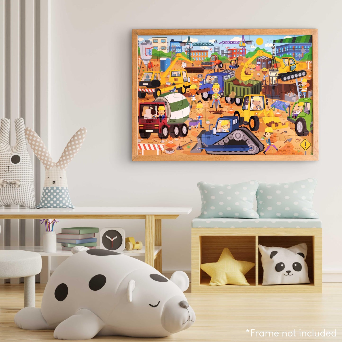 BONNYCO Giant Floor Puzzle – Construction Site with 48 Large Pieces | Jumbo 36.2 x 24.4 in | Educational Kids Toy 2-8
