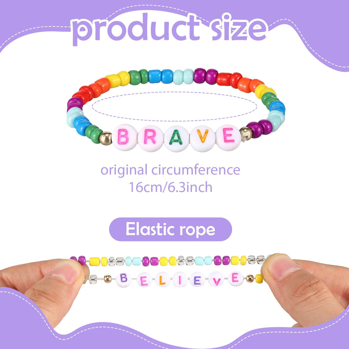 Bonuci 12 Pcs Kids Friendship Bracelets with Motivational Letter Beads – Stylish Gift Set