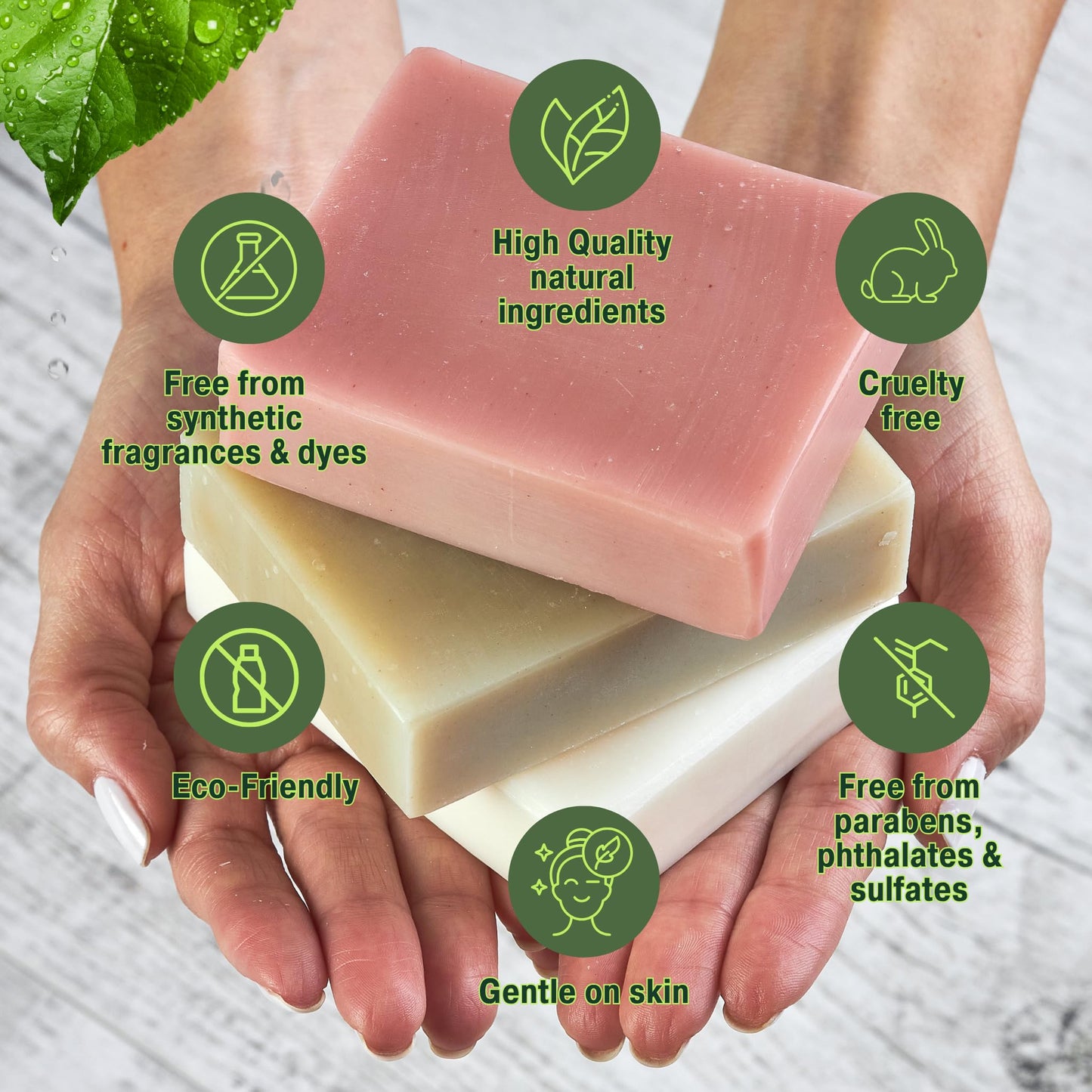 Bonuderm Natural Bar Soap Variety Pack (4) – Peppermint, Patchouli, Lavender & Rosemary | Handmade in USA