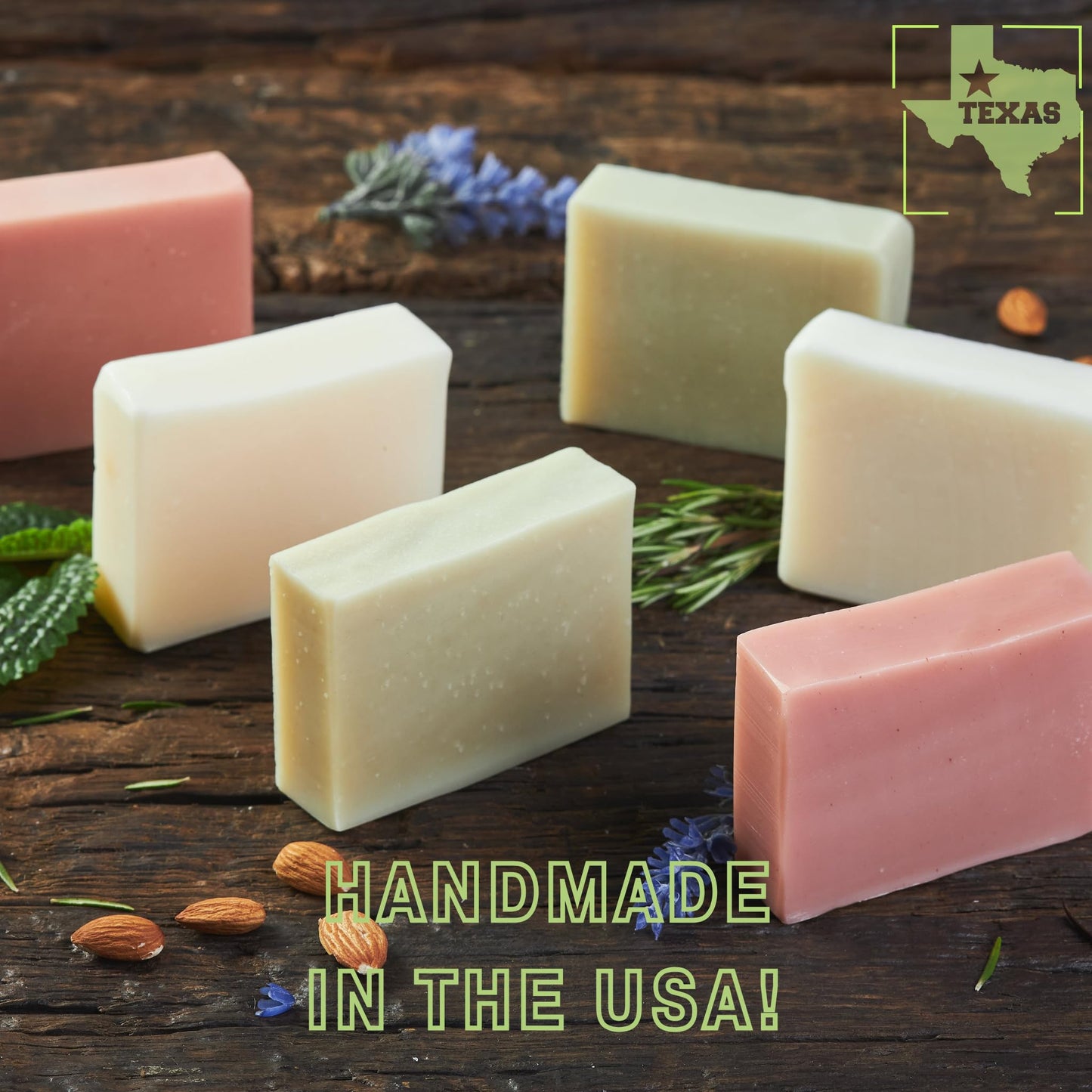 Bonuderm Natural Bar Soap Variety Pack (4) – Peppermint, Patchouli, Lavender & Rosemary | Handmade in USA