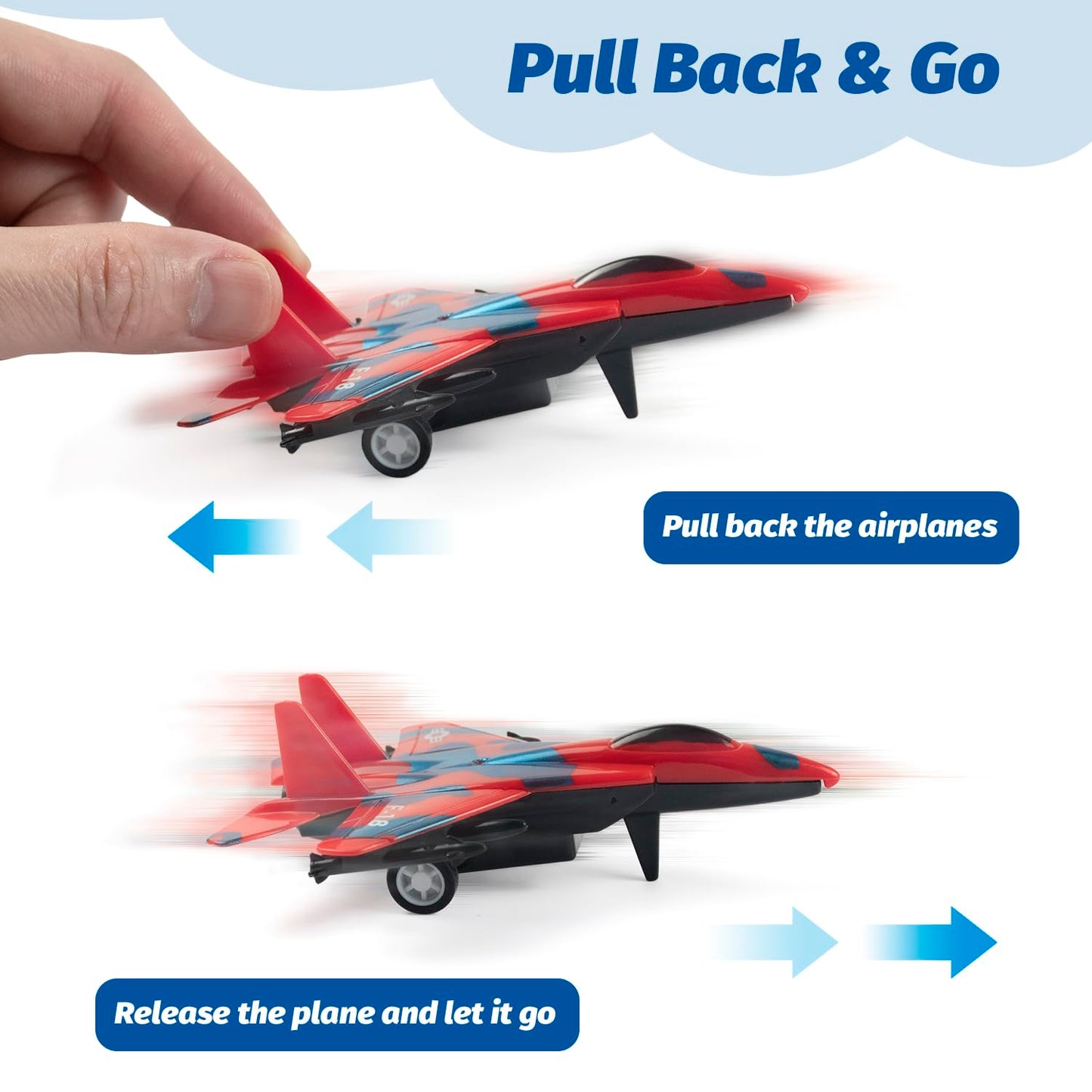BOOJALOO Pull Back Airplane Toys – 12-Pack Fighter Jets for Kids