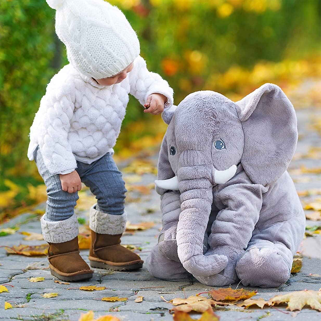 BOOJALOO Giant 24-Inch Elephant Plush Toy | Ultra-Soft Velvet Stuffed Animal