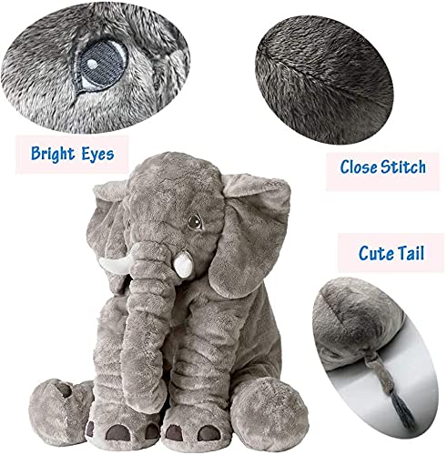 BOOJALOO Giant 24-Inch Elephant Plush Toy | Ultra-Soft Velvet Stuffed Animal