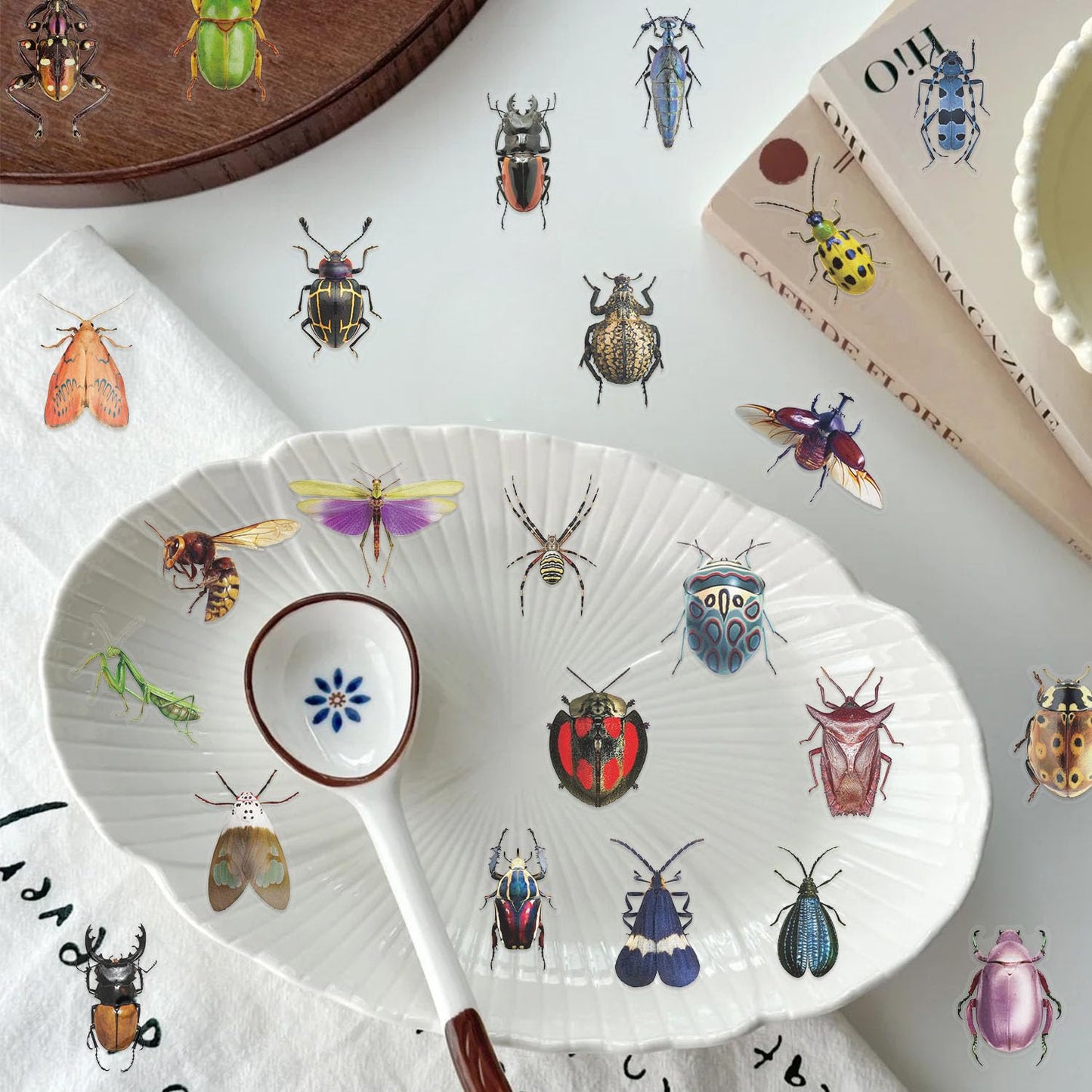 Booppyy 50 Realistic Insect Stickers - Transparent & Waterproof Vinyl for Laptops, Water Bottles, Scrapbooks