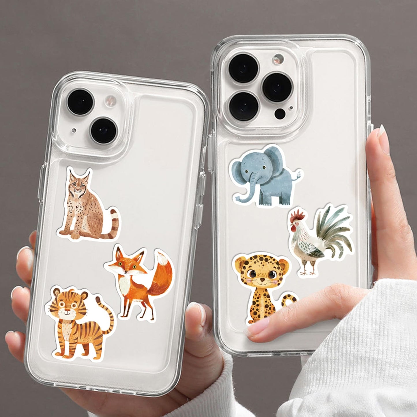 Booppyy 50Pcs Cute Hand Drawn Animal Stickers – Waterproof Vinyl Decals for Laptops, Water Bottles, Journals