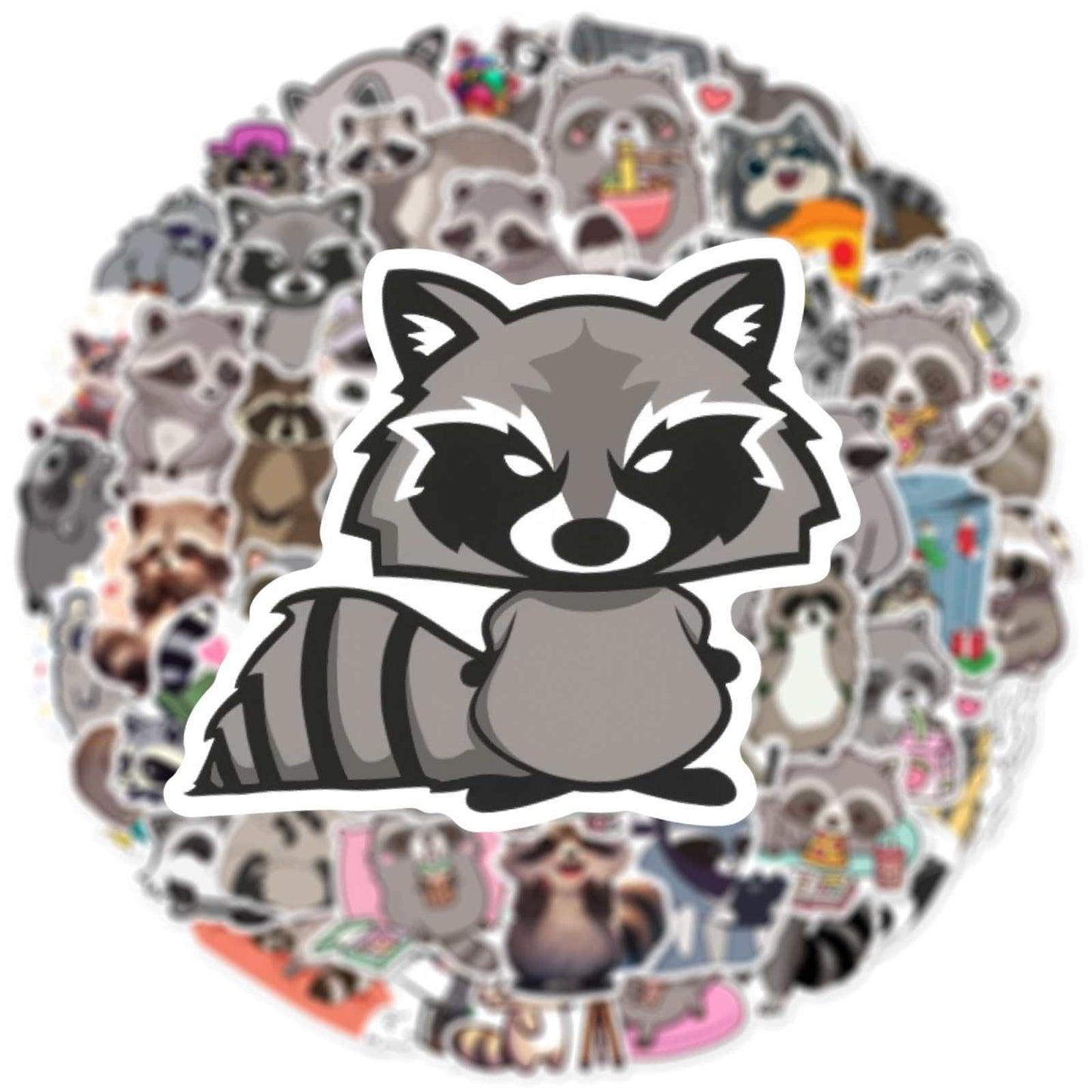 Booppyy 50-Piece Cute Raccoon Stickers – Waterproof Vinyl for Water Bottles, Laptops & Scrapbooks