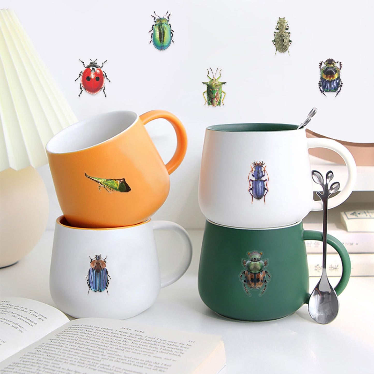 Booppyy 50 Realistic Insect Stickers - Transparent & Waterproof Vinyl for Laptops, Water Bottles, Scrapbooks