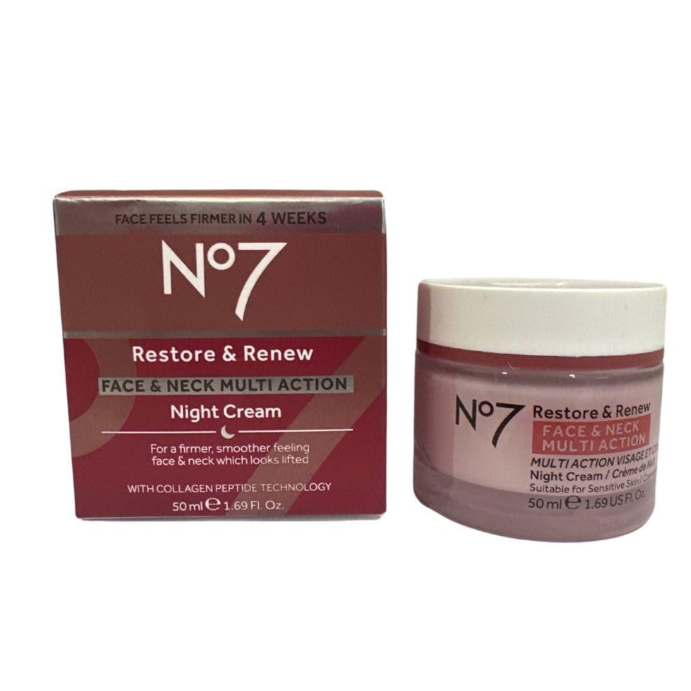 Boots No7 Restore and Renew Night Cream - 1.6 oz | Deeply Hydrating Anti-Aging Night Moisturizer
