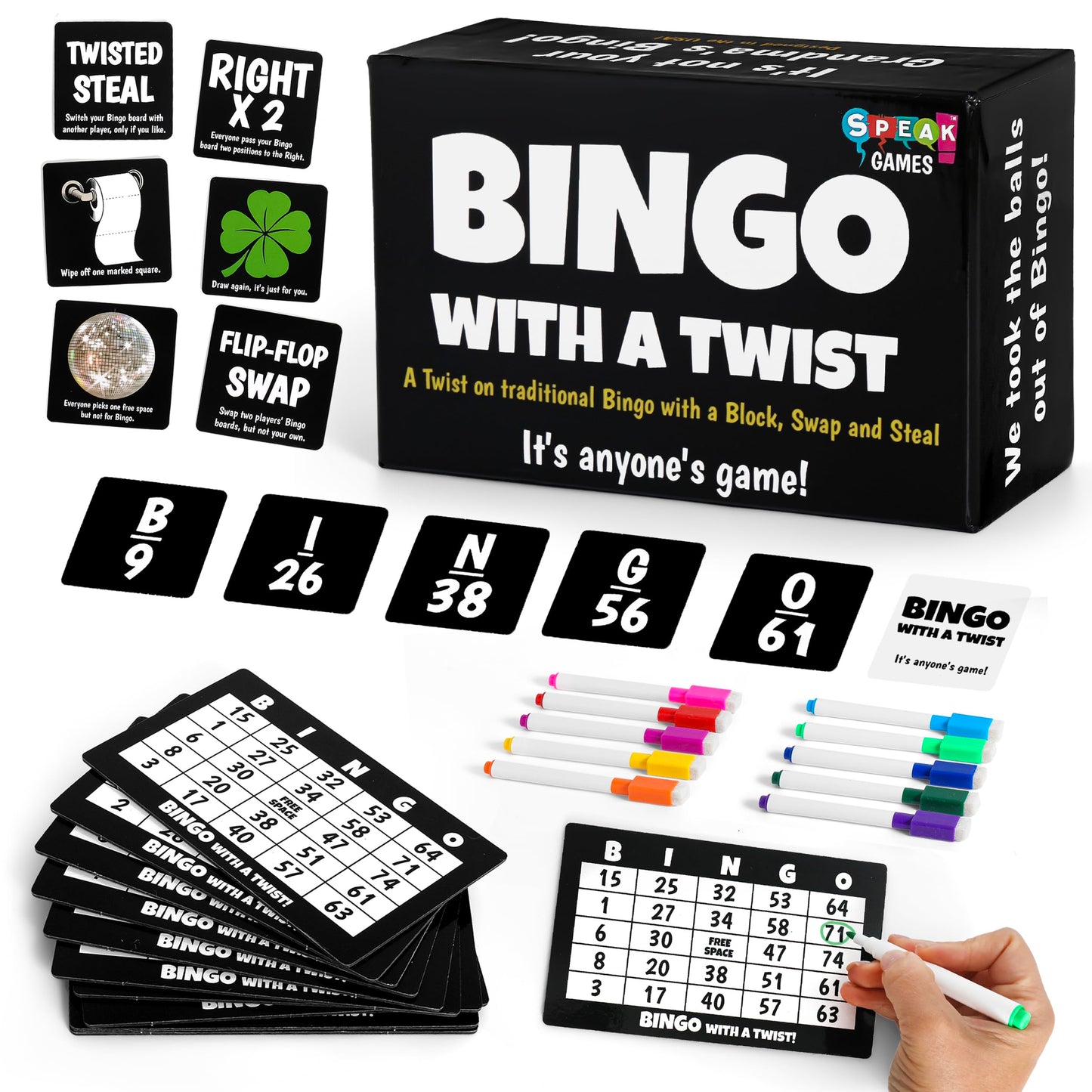 Boozie Bingo - Bingo with a Twist Party Game & Action Cards | It's Anyone's Game