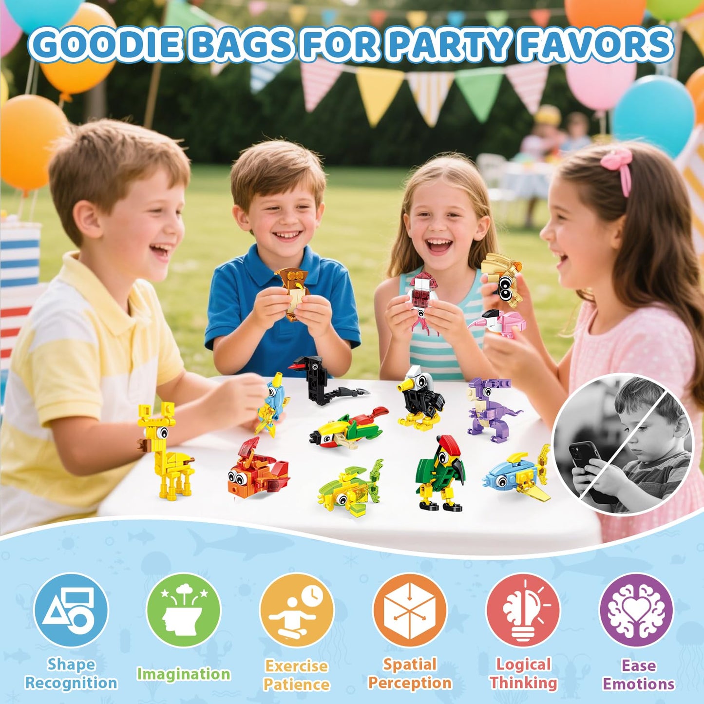 BOPEGOLO 22-Pack Animal Building Blocks – 3-in-1 Designs for Kids 6-12