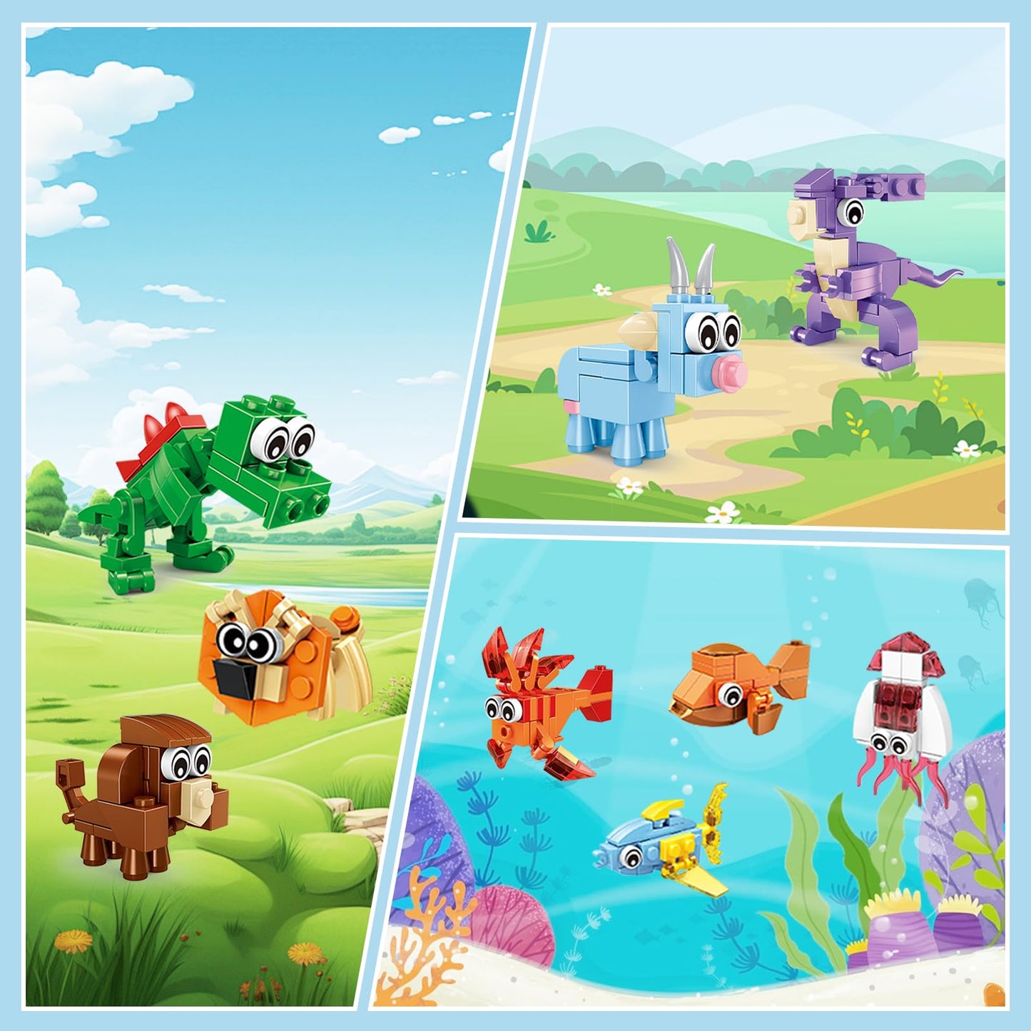 BOPEGOLO 22-Pack Animal Building Blocks – 3-in-1 Designs for Kids 6-12