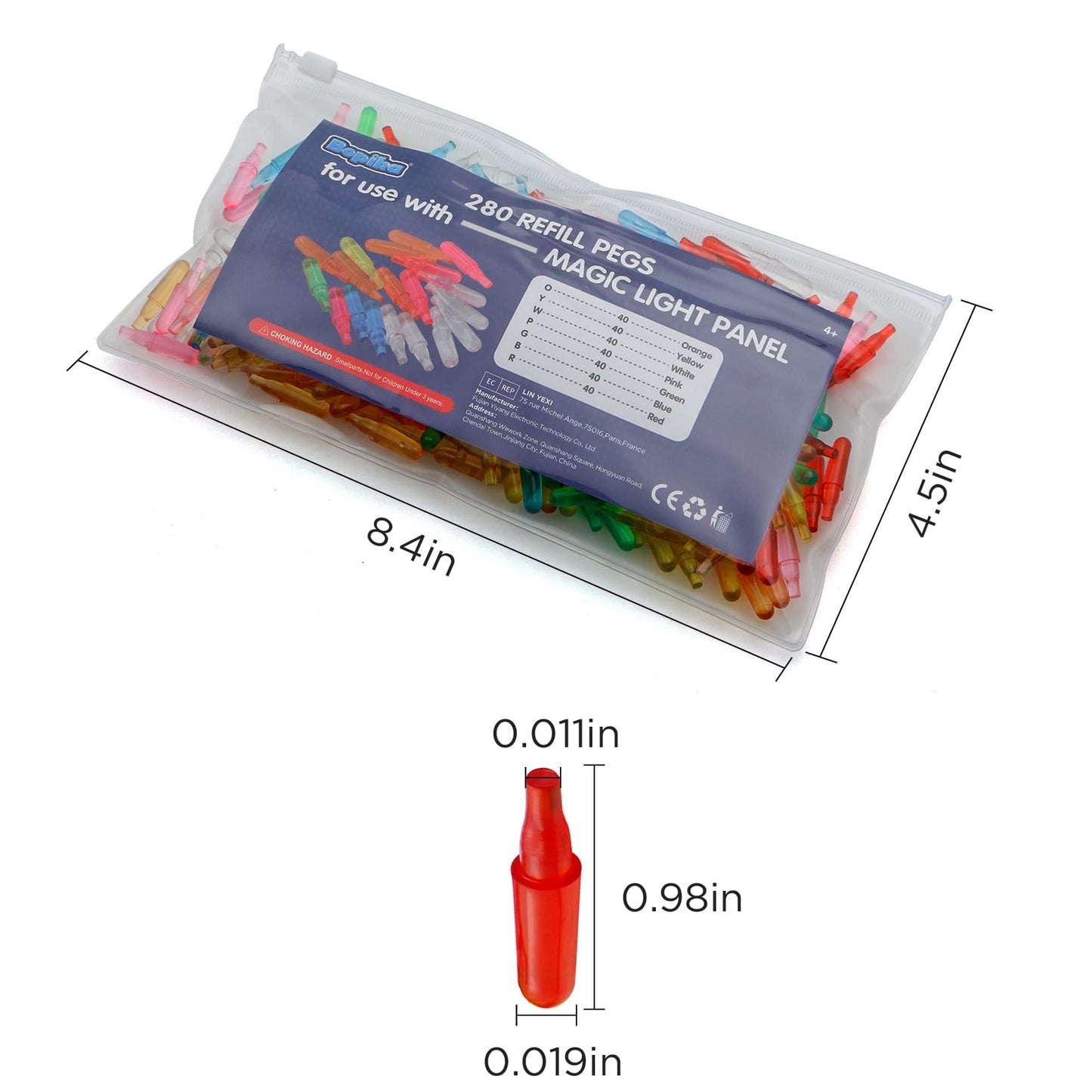 Bopika Refill Pegs 280PCS for Creative Light Up Board – Colorful Educational Craft Toys