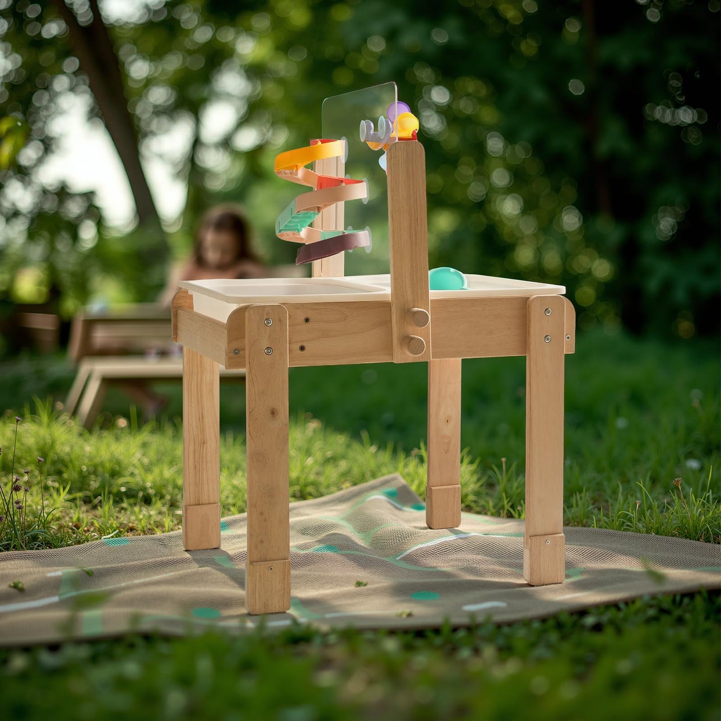 bopoobo 4-in-1 Sand & Water Table for Toddlers – Wooden Sensory Table with Dual Basins