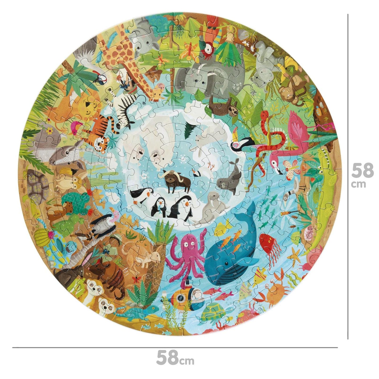 Boppi Animal Puzzle — 150-Piece Round Puzzle for Kids 4–8 | 100% Recycled Card + Poster