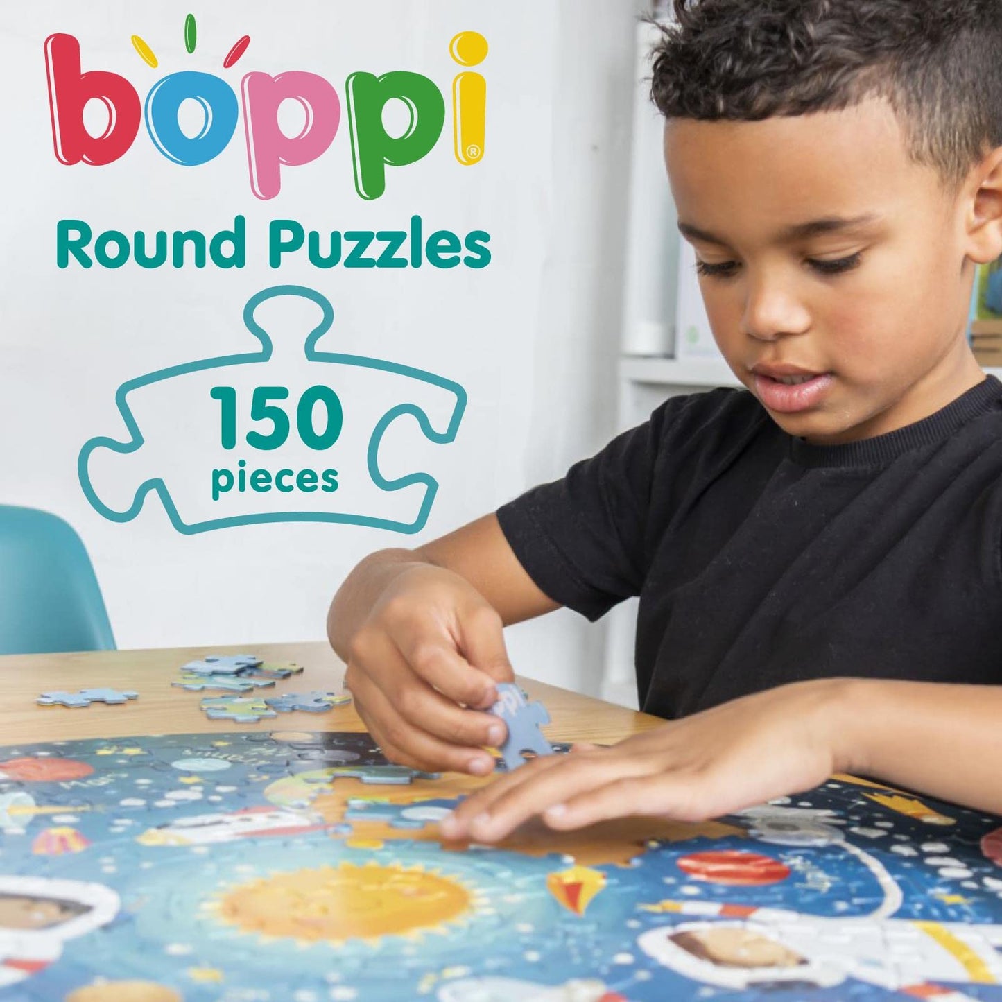 Boppi Animal Puzzle — 150-Piece Round Puzzle for Kids 4–8 | 100% Recycled Card + Poster