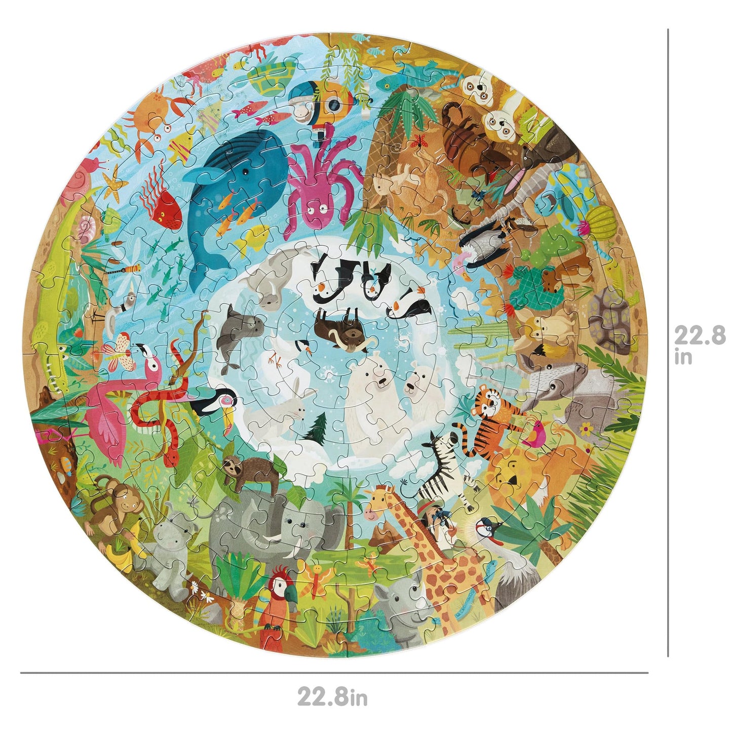 Boppi Animal Puzzle — 150-Piece Round Puzzle for Kids 4–8 | 100% Recycled Card + Poster