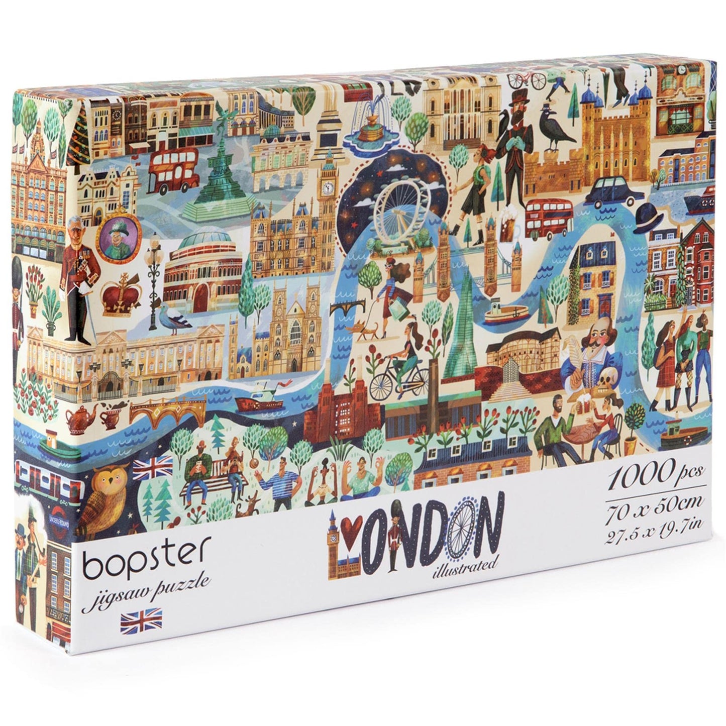 Bopster London Illustrated 1000-Piece Jigsaw Puzzle – 70 x 50 cm, 100% Recycled