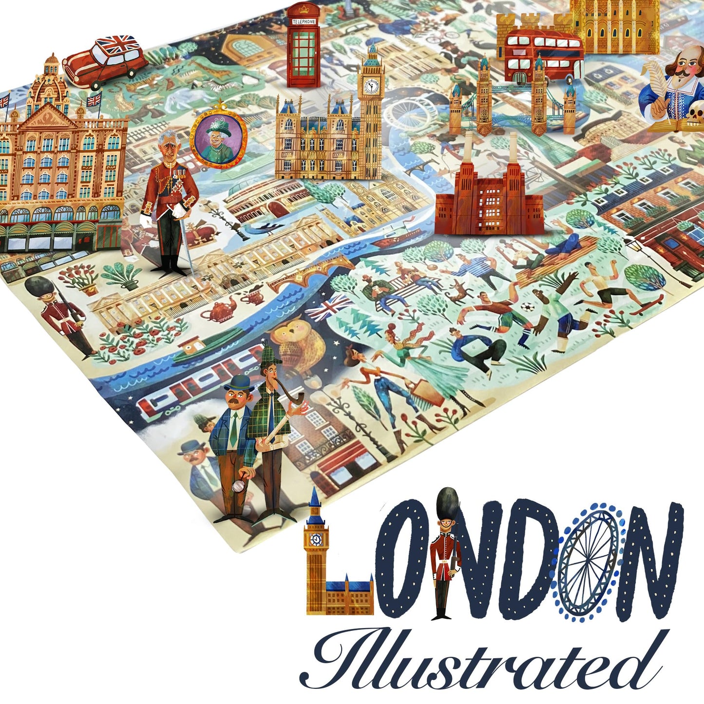 Bopster London Illustrated 1000-Piece Jigsaw Puzzle – 70 x 50 cm, 100% Recycled