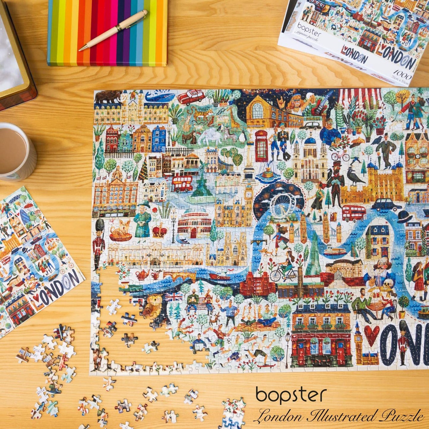 Bopster London Illustrated 1000-Piece Jigsaw Puzzle – 70 x 50 cm, 100% Recycled