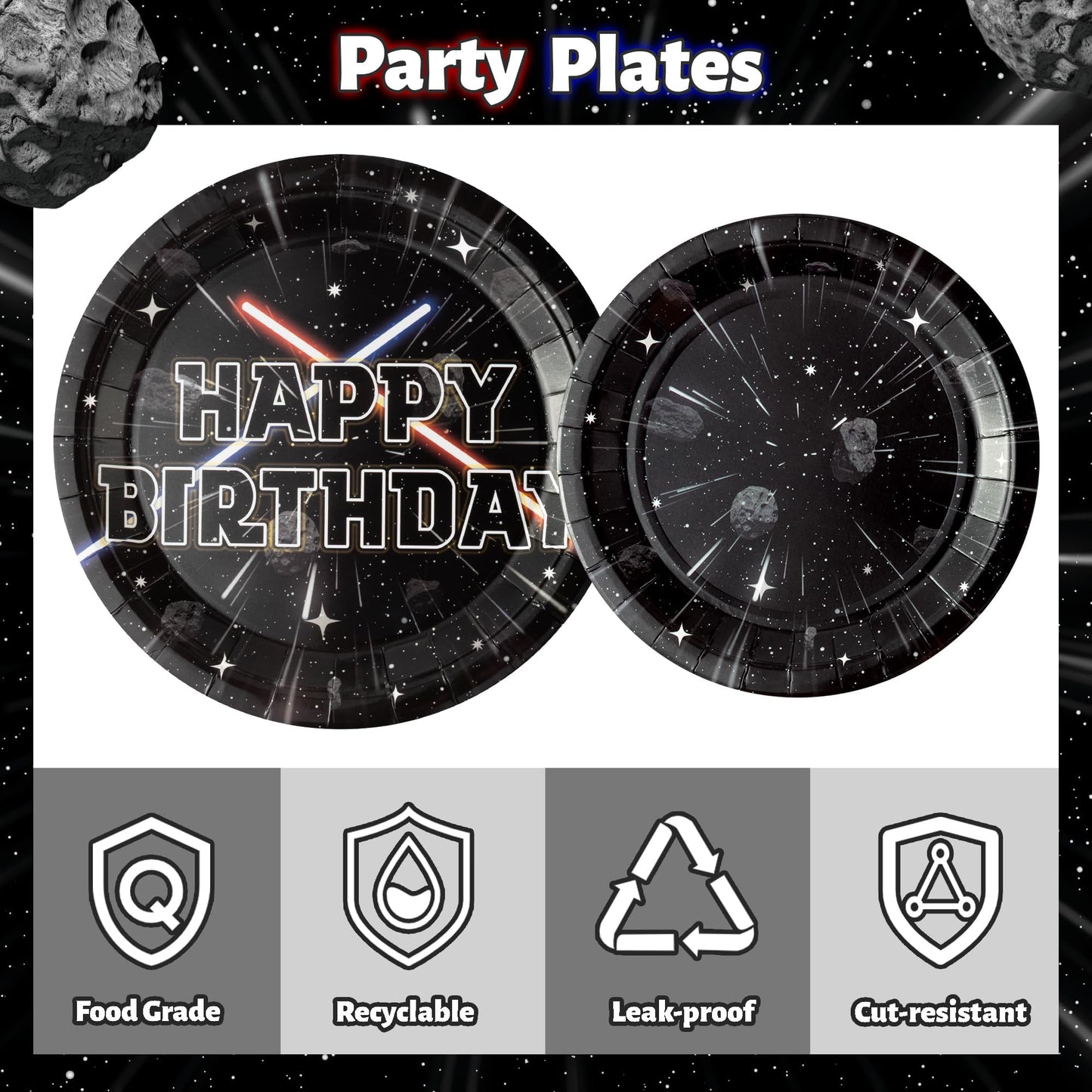 BOpusail 96Pcs Galaxy Movie Star Party Tableware Set – Serves 24 Guests