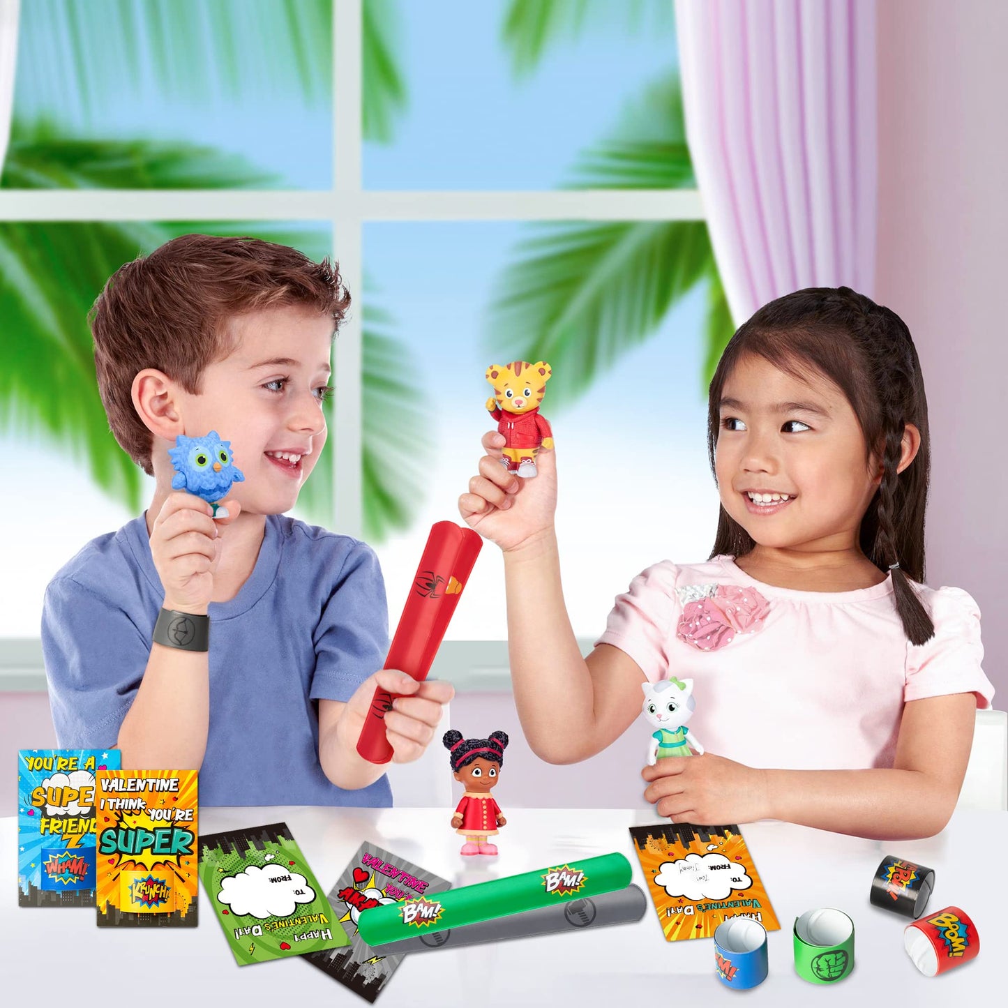 BOpusail Valentines Day Slap Bracelets Gift Set – 28 Pack with Cards for Kids