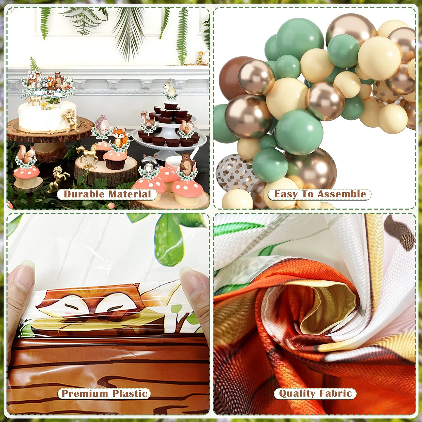 BORAMDO Woodland Animals Baby Shower Decoration Pack – 106 Pcs Forest Theme Party Kit