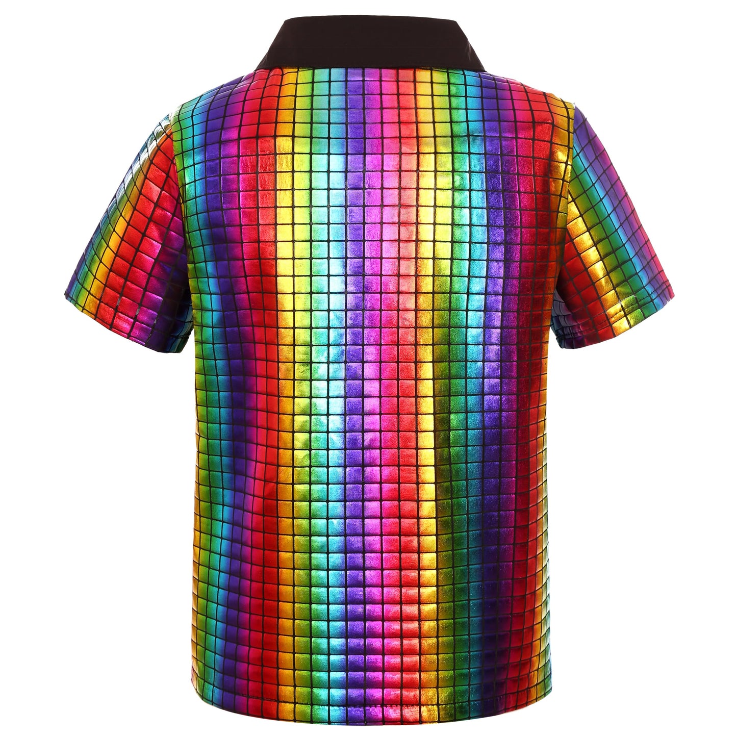 Bordazor Kids Disco Costume – 6-Piece Sequin Shirt Set for Boys (60s/70s)