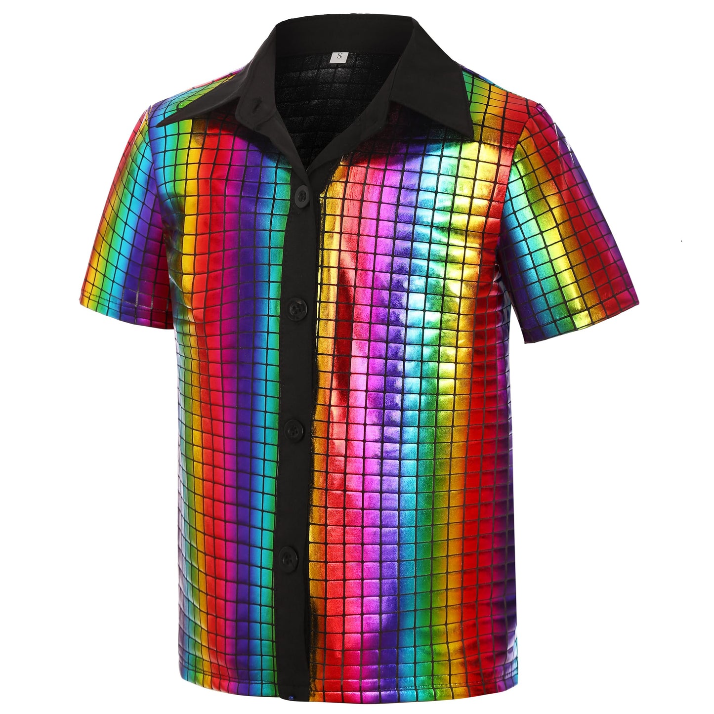 Bordazor Kids Disco Costume Set – 6-Piece Sequin Shirt Costume for Boys (60s/70s)