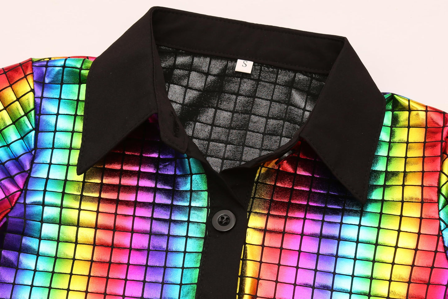 Bordazor Kids Disco Costume Set – 6-Piece Sequin Shirt Costume for Boys (60s/70s)