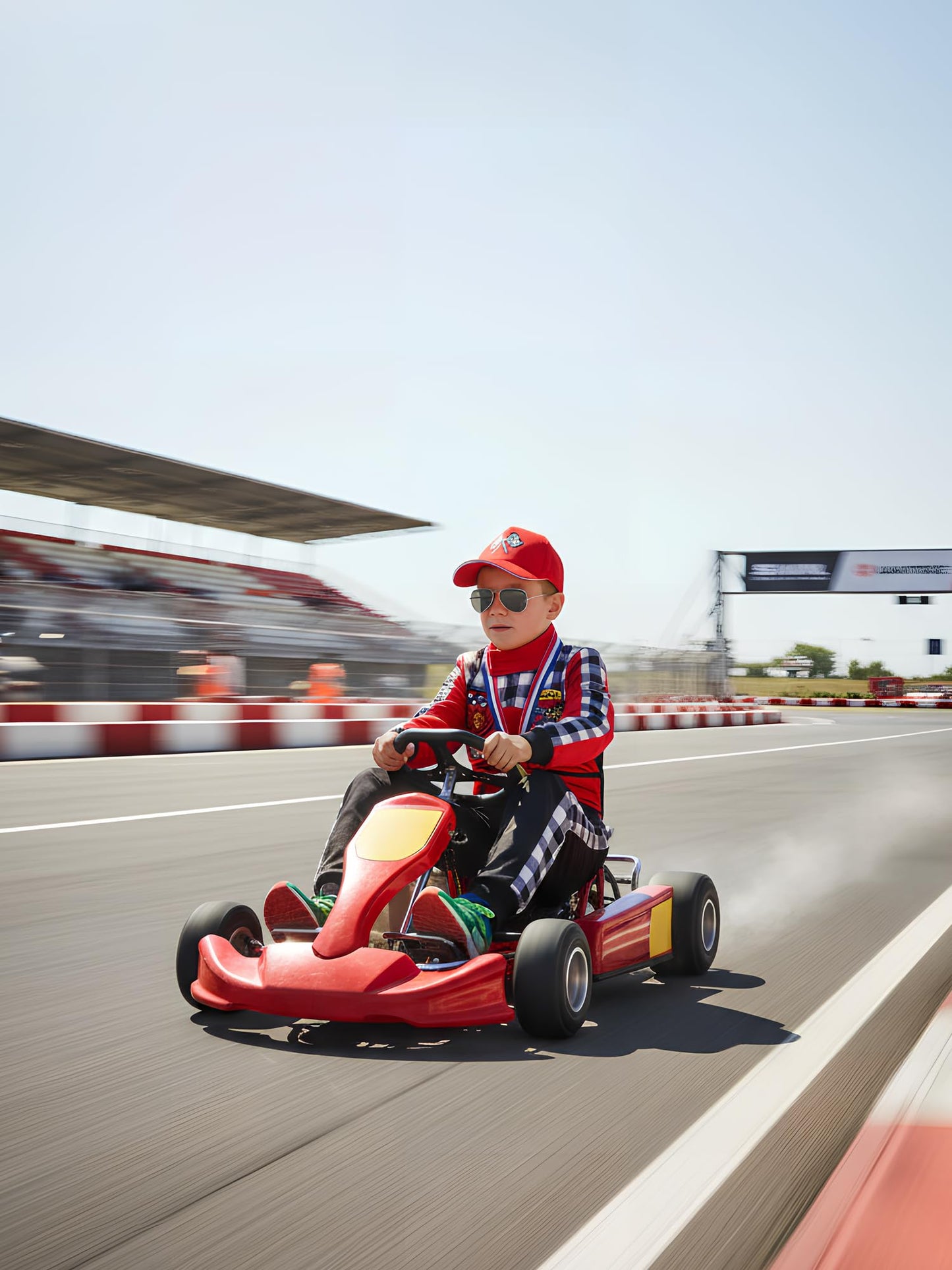 Bordazor Kids Race Car Driver Costume – Jumpsuit, Cap & Accessories (5-6 Years)