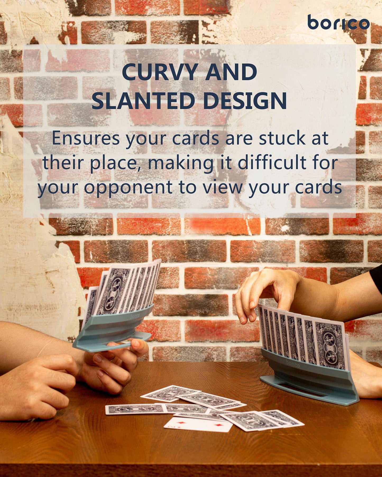 BORICO Card Holders for Playing Cards – 4 Pack Stackable Tray with Travel Pouch (4 Colors)