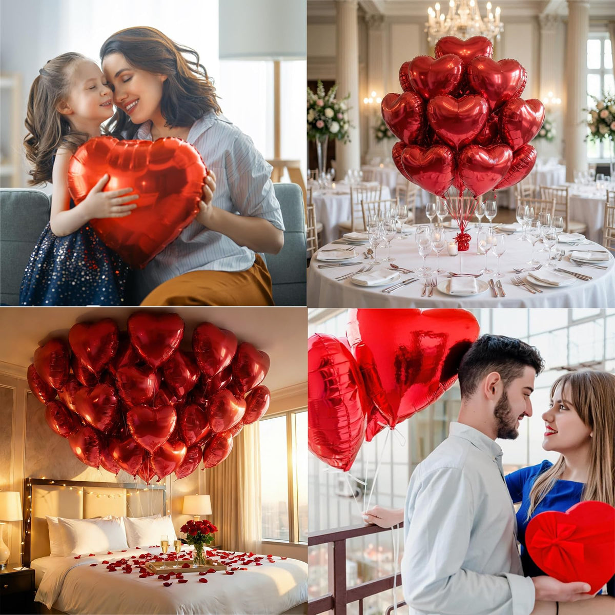 BorKinHa 50Pcs Red Heart Foil Balloons, 18 Inch - Valentines Day & Party Decor