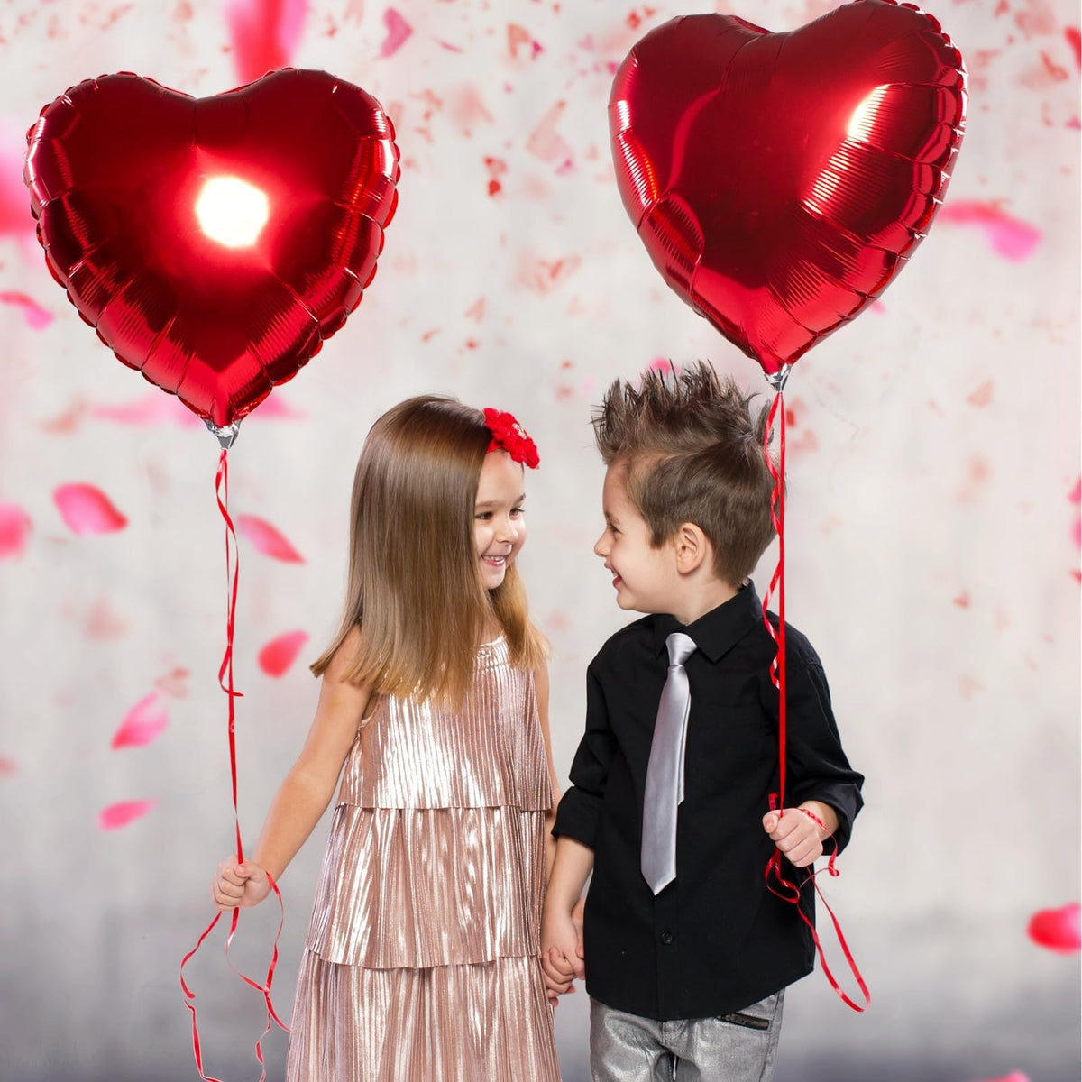BorKinHa 50Pcs Red Heart Foil Balloons, 18 Inch - Valentines Day & Party Decor